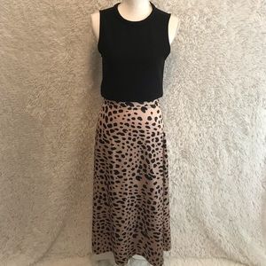 High Waist Leopard Print Midi Skirt
